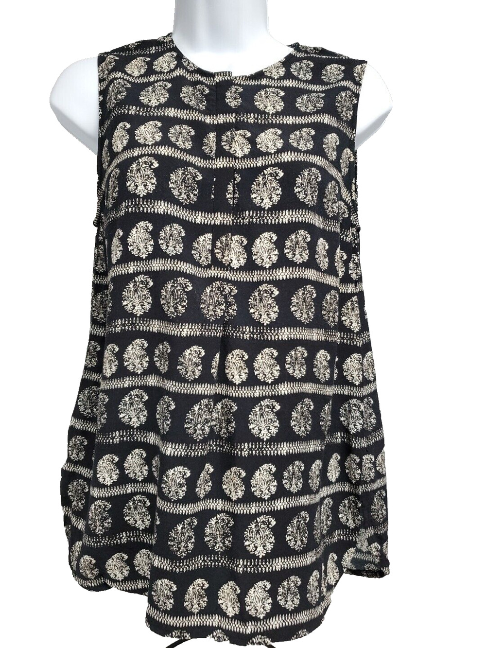 Madewell Womens Sleeveless Blouse Novella Moroccan Paisley Print Black Size XS